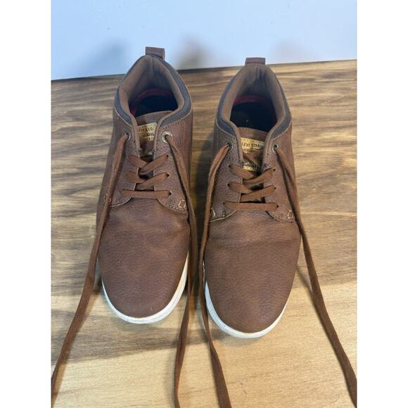 Levi’s Brown Leather Casual Sneakers Men’s Size 9.5 Lace Up Low Top - Picture 2 of 10